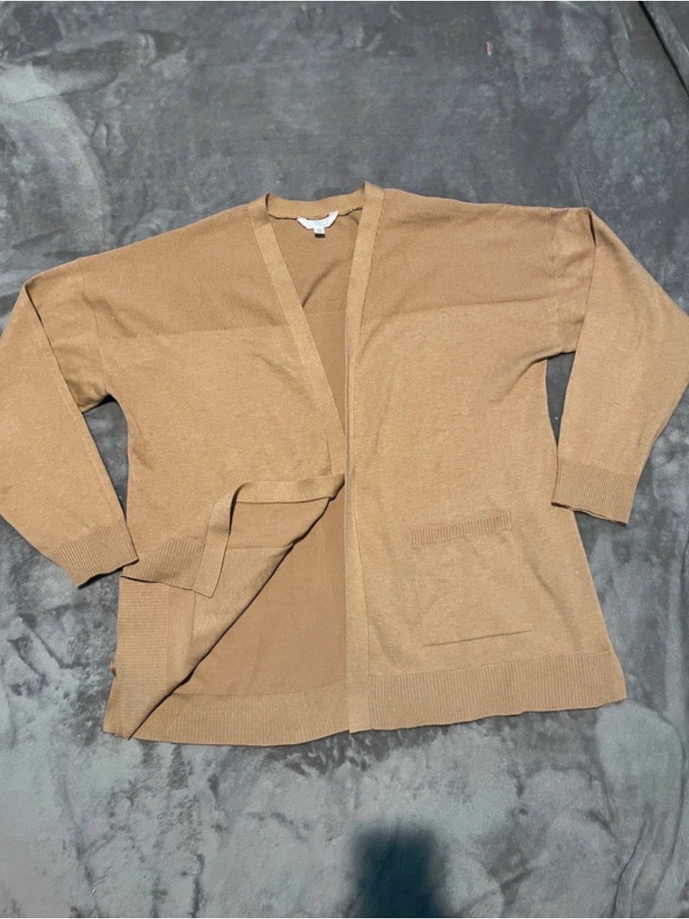 Lightweight Camel Open Cardigan Sweater